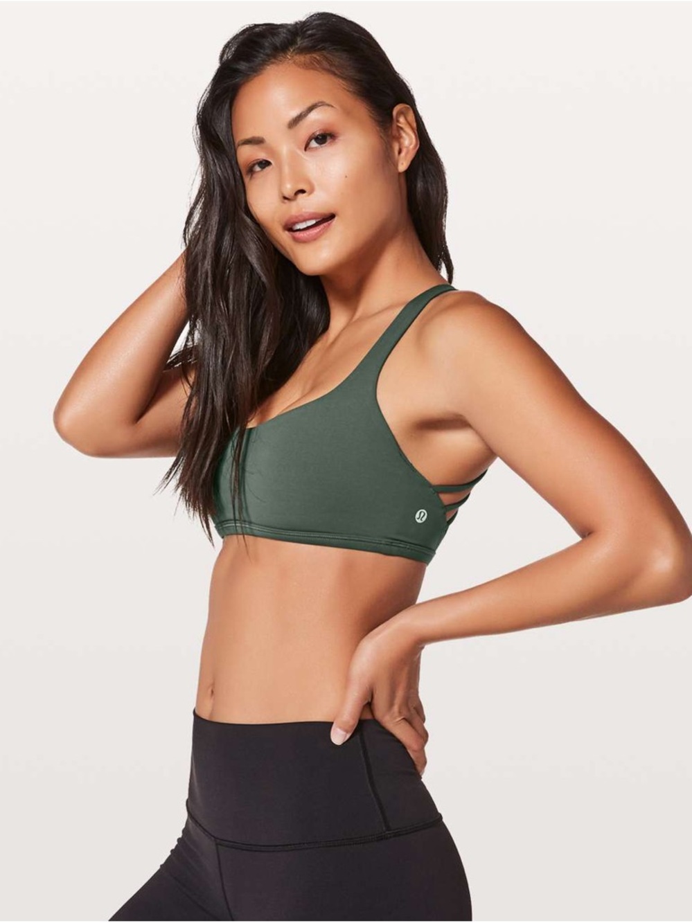 Lululemon Free To Be Strappy Back Dark Olive Green Bralette 4